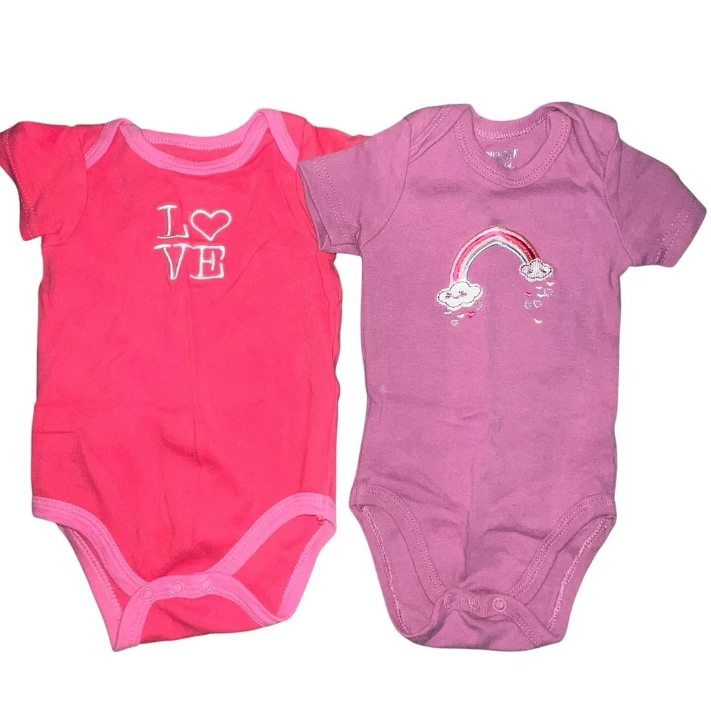 Bundle Of 7 Baby Girls One Piece Outfits‎ Bodysuit 3-6M Tutu Hearts Love Rainbow
